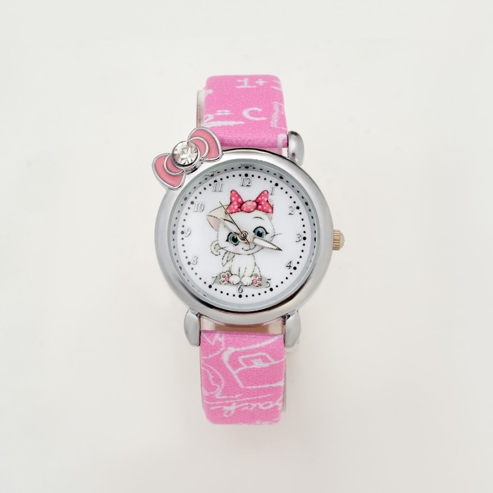 Часы наручные кварцевые детские "Кошечка", розовые - Фото 1