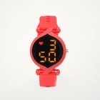 Часы наручные электронные, детские, ремешок силикон, красные - Фото 1