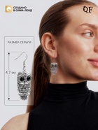 Серьги металл Art совушка, цвет чернёное серебро - фото 809764587