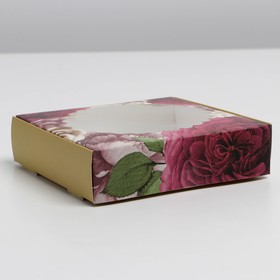 Коробка для макарун с низкими бортами 'Цветочная', 11x 11x 3 см