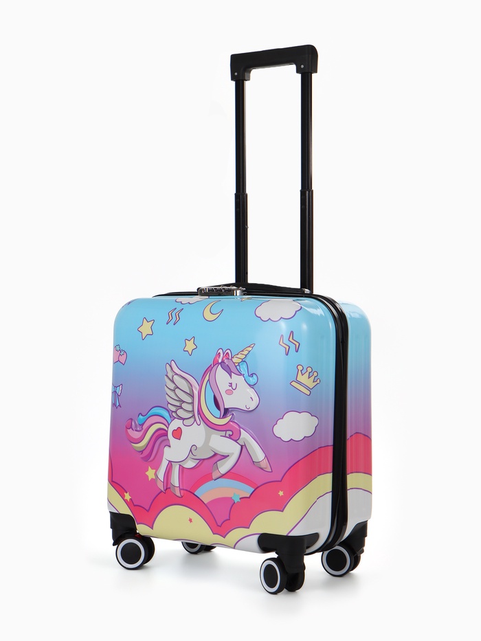 Чемодан детский 20", 41 л, отдел на молнии, с принтом, розовый/разноцветный - Фото 1