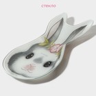 Блюдо стеклянное сервировочное Доляна «Цветочный кролик», 21×13,5×1,8 см - фото 9305894