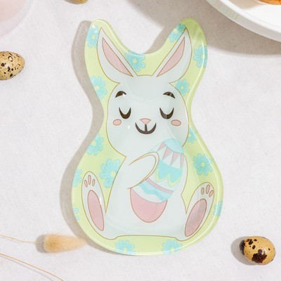 Блюдо стеклянное сервировочное Доляна «Пасхальный кролик», 20×13.5 см