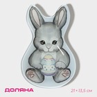 Блюдо стеклянное сервировочное Доляна «Пасхальный кролик», 21×13,5×1,8 см - Фото 1