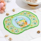 Подставка для яиц 8 ячеек Доляна «Пасхальные цыплята», 35×24.5 см, стекло, зелёная - Фото 1