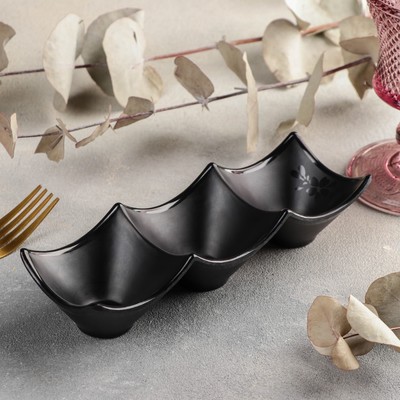 Менажница 3 секции «Чёрный Восток», 18.8×6.5×4 см, чёрная