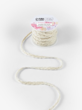 Тесьма декоративная холщовая «Косичка», 6 мм, 9 ± 0.5 м, цвет светло-бежевый