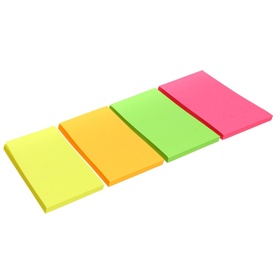 Набор 4 блока с липким краем 38×51 мм, 4 цвета по 50 листов, флуоресцентные цвета