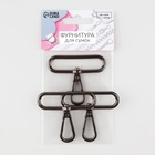 Карабин металлический, 57×49 мм / 50×3.5 мм, 3 шт., чёрный - Фото 4