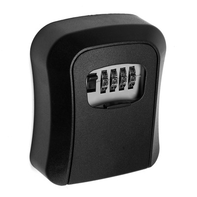 Сейф-ключница кодовая, металл, пластик, черный