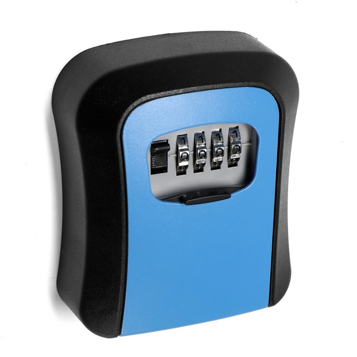 Ключница с кодовым замком, размер 12×9.6×4 см, синяя