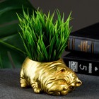 Фигурное кашпо "Песик лежит" состаренное золото, 12х8х5см - Фото 2