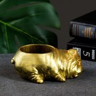 Фигурное кашпо "Песик лежит" состаренное золото, 12х8х5см - Фото 3