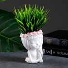 Декоративное кашпо для цветов «Девушка с косой», 80 мл, 11×8×8 см, гипс, белое 7696425