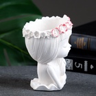 Декоративное кашпо для цветов «Девушка с косой», 80 мл, 11×8×8 см, гипс, белое 7696425