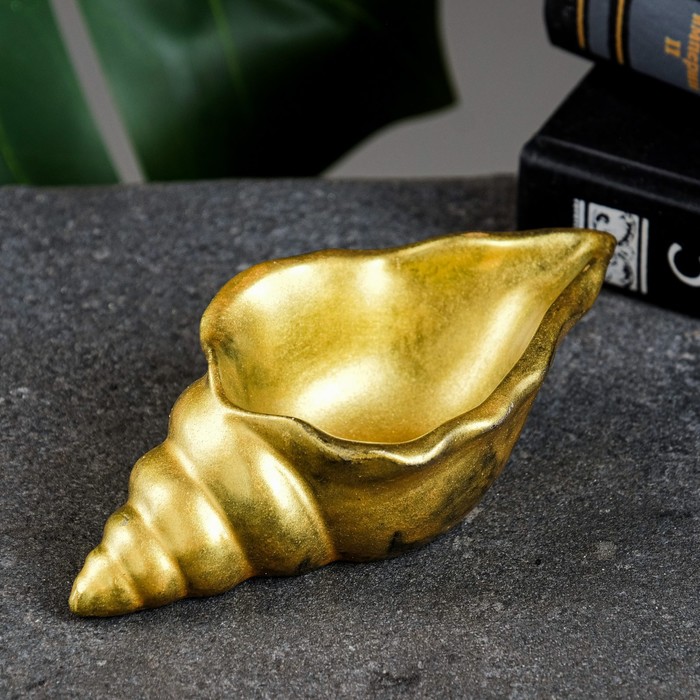 Кашпо - органайзер "Ракушка" состаренное золото, 13х6х3см - Фото 1