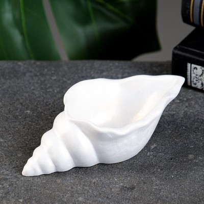 Фигурное кашпо для цветов «Ракушка», 60 мл, 13×6×3 см, гипс, белое