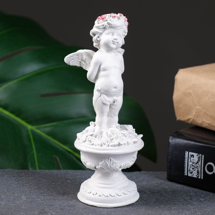 Фигурка гипс «Ангел на пьедестале», перламутр, 12×4.5×4.5 см - Фото 1