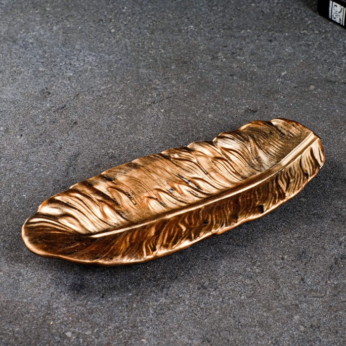 Подставка конфетница "Перо" бронза, 22х8х3см - фото 1883842870