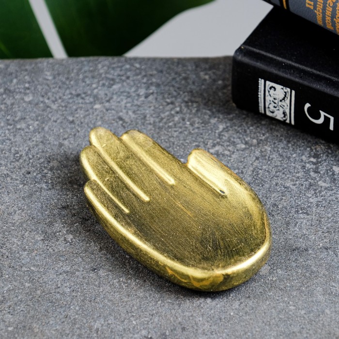 Подставка для мелочей "Ладошка" состаренное золото, 9х5х2см - Фото 1