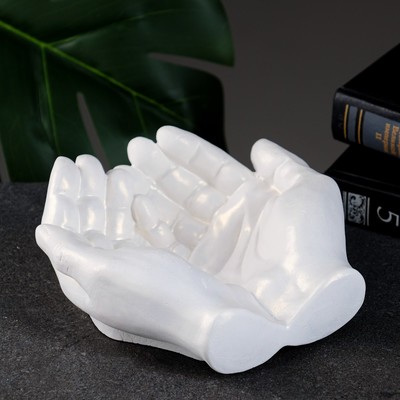 Подставка для мелочей «Ладони», гипс, перламутр, 15×16×7 см