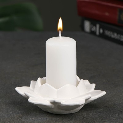 Подсвечник на 1 свечу «Лотос новый», гипс, перламутр, 12×12×4 см