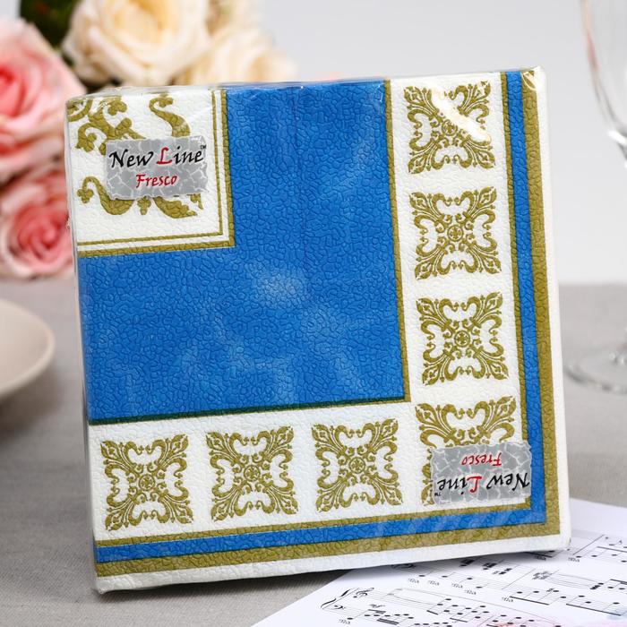 Салфетки бумажные New line FRESCO «Верона синяя», 2 слоя, 33*33 см, 20 шт. - Фото 1