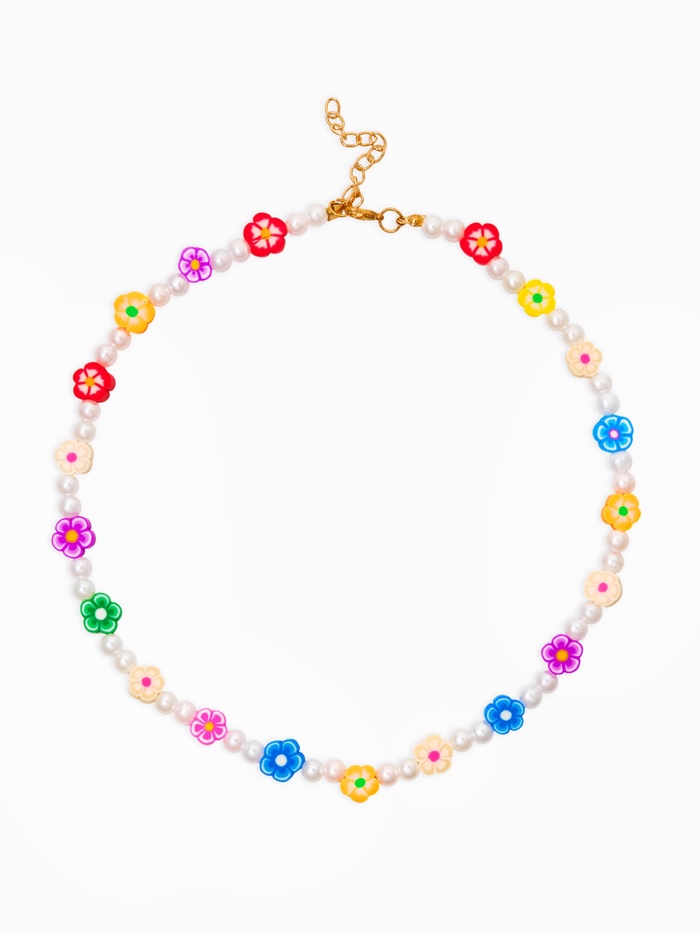 Бусы детские «Выбражулька» бусинки и цветочки, цветные, 38 см с удлинителем