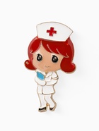 Брошь «Медсестричка» с журналом, цветная в золоте - Фото 1