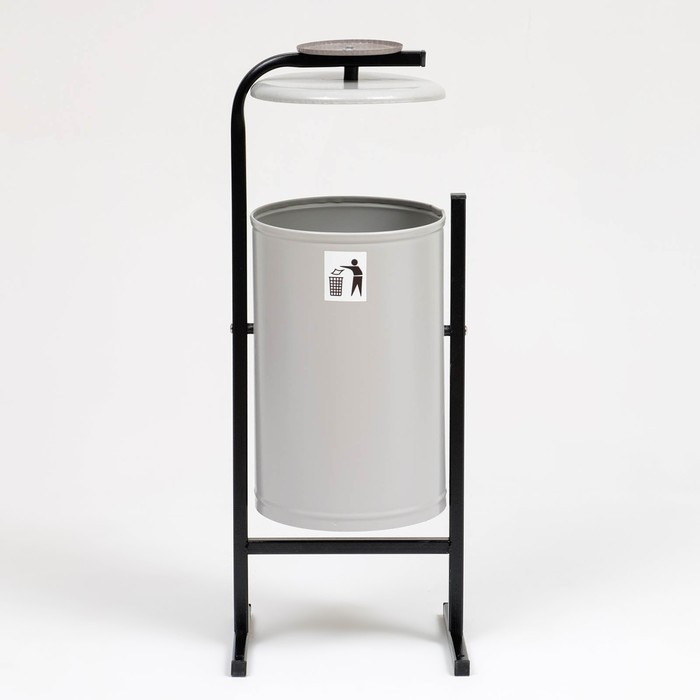 Урна для мусора «Космос», уличная, с пепельницей, 21 л, 32×82.5×28.5 см, бак 0.6 мм, серая - Фото 1