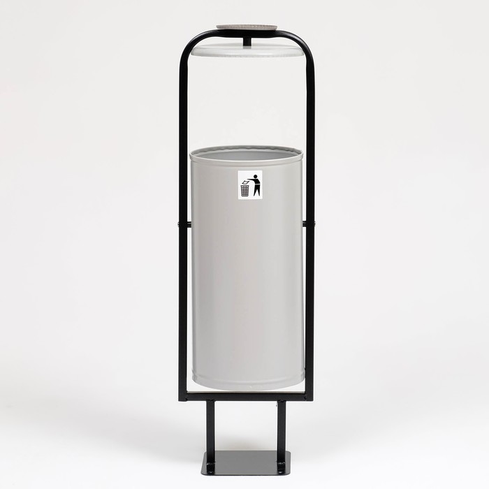 Урна для мусора «Сатурн», уличная, с пепельницей, 28 л, 104×31×26,5 см, бак 0,6 мм, серая - Фото 1