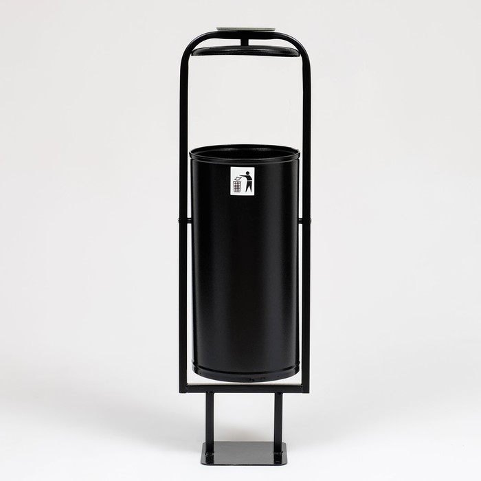 Урна для мусора «Сатурн», уличная, с пепельницей, 28 л, 104×31×26.5 см, бак 0.6 мм, чёрная - Фото 1