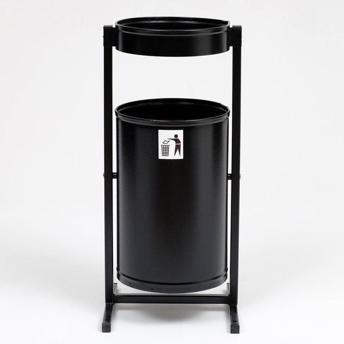 Урна для мусора «Меркурий», уличная, с пепельницей, 21 л, 32×70×28.5 см, бак 0.6 мм, чёрная - Фото 1