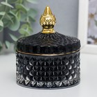 Шкатулка стекло "Ромбы и купол" чёрный с золотом 11х8,5х8,5 см - фото 320680010