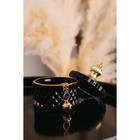 Шкатулка стекло "Ромбы и купол" чёрный с золотом 11х8,5х8,5 см - Фото 3