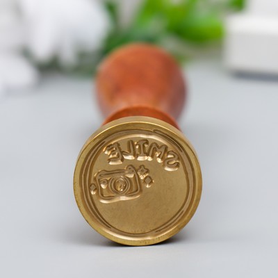 Печать для сургуча с деревянной ручкой «Улыбнись», 9×2.5×2.5 см