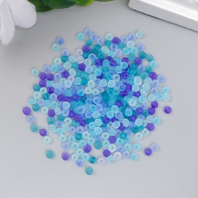 Бисер стекло 8/0 «Матовый полупрозрачный. Меланж голубой», 10 г