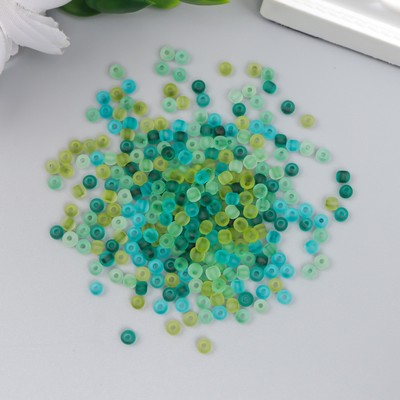 Бисер стекло 8/0 «Матовый полупрозрачный. Меланж ярко-зелёный», 10 г
