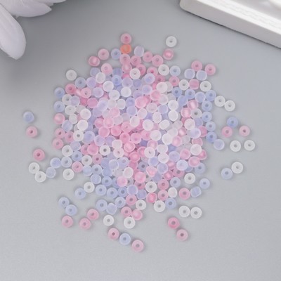 Бисер стекло 8/0 «Матовый полупрозрачный. Меланж розово-сиреневый» 10 г