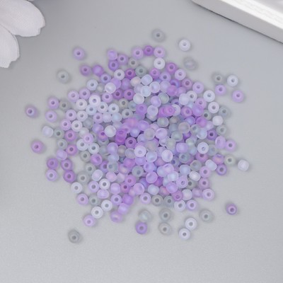 Бисер стекло 8/0 «Матовый полупрозрачный. Меланж серо-фиолетовый», 10 г