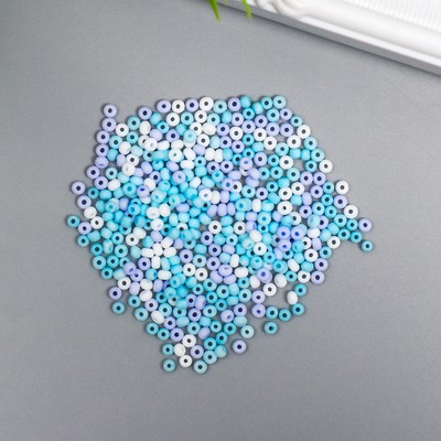 Бисер стекло 8/0 «Маршмеллоу. Матовый. Меланж. Голубой», 10 г