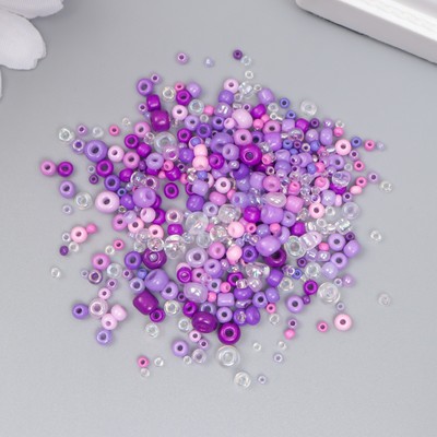 Бисер стекло 6/0 - 15/0 «Ассорти фиолетовое» d=1.5-4 мм, н-р 10 г