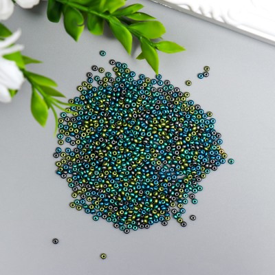Бисер стекло 11/0 «Металлик. Меланж. Сине-зелёный», 10 г