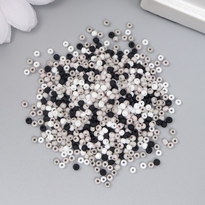 Бисер стекло 11/0 «Матовый. Меланж чёрно-белый», 10 г