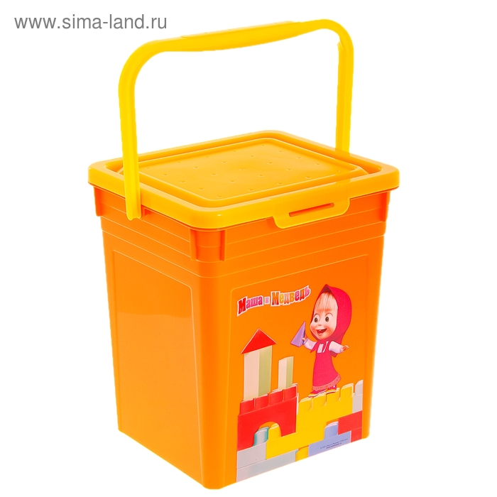Ящик для игрушек "Маша и Медведь" с крышкой и ручкой, 8 л, цвет оранжевый - Фото 1