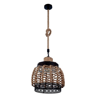 Светильник BayerLux Подвес «Джут» Е27 черный 33×33×34-134 см