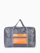 Сумка дорожная на молнии, складная в косметичку, наружный карман, держатель для чемодана, серая, оранжевая - Фото 6