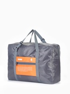 Сумка дорожная на молнии, складная в косметичку, наружный карман, держатель для чемодана, серая, оранжевая - Фото 7