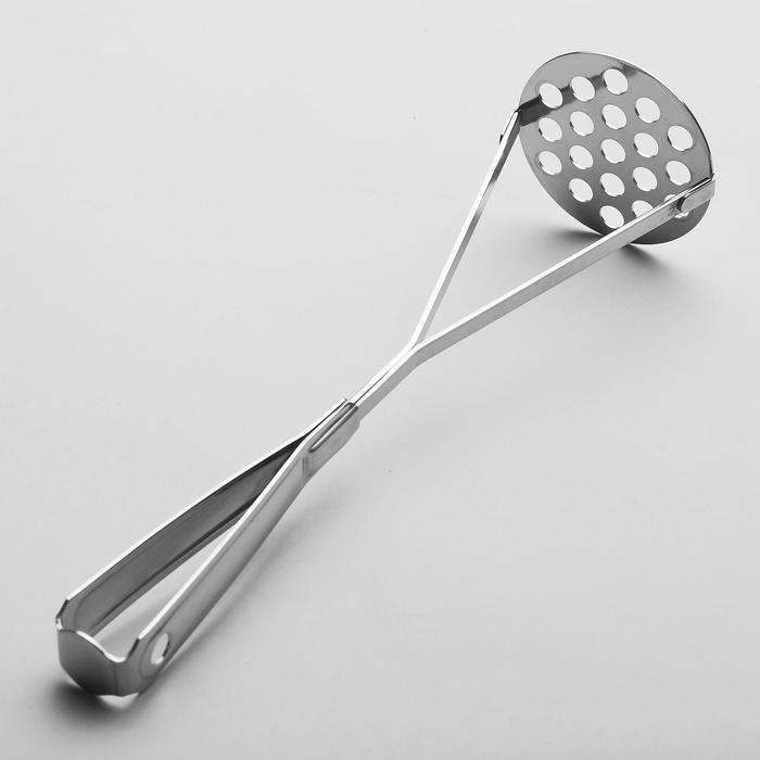 Толкушка, длина 24.5 см, цельнометаллической ручкой, нержавеющая сталь - Фото 1