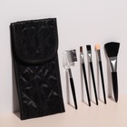 Набор кистей для макияжа «Compact», 5 предметов, футляр с зеркалом, цвет чёрный - фото 7525093